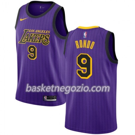 Canotte Uomo Los Angeles Lakers Rajon Rondo 9 2018-19 Nike City Edition Viola Swingman